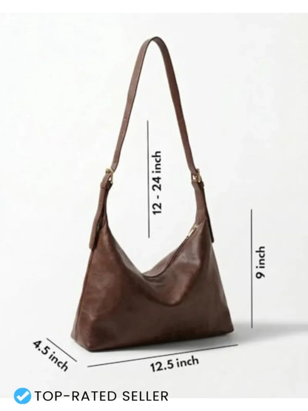 Slouchy Hobo Bag - Soft Vintage Vegan Leather Purse with Adjustable Straps
